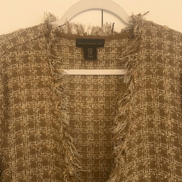 House of Harlow 1960 Knit Shimmer Tweed Pattern Long Duster - Picture 4 of 9